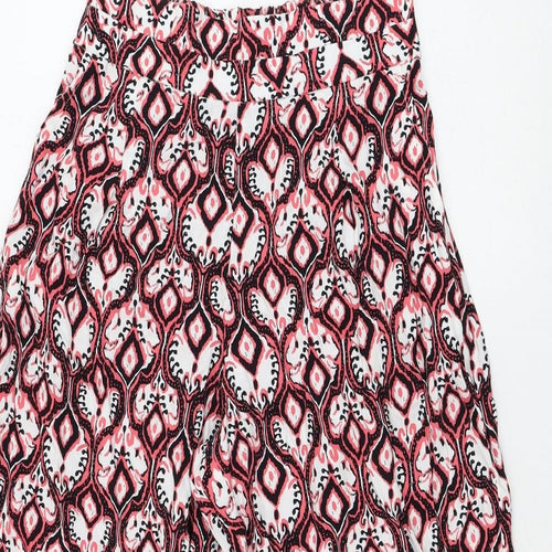 Marks and Spencer Womens Multicoloured Geometric Viscose Cropped Trousers Size 8 L23 in Regular