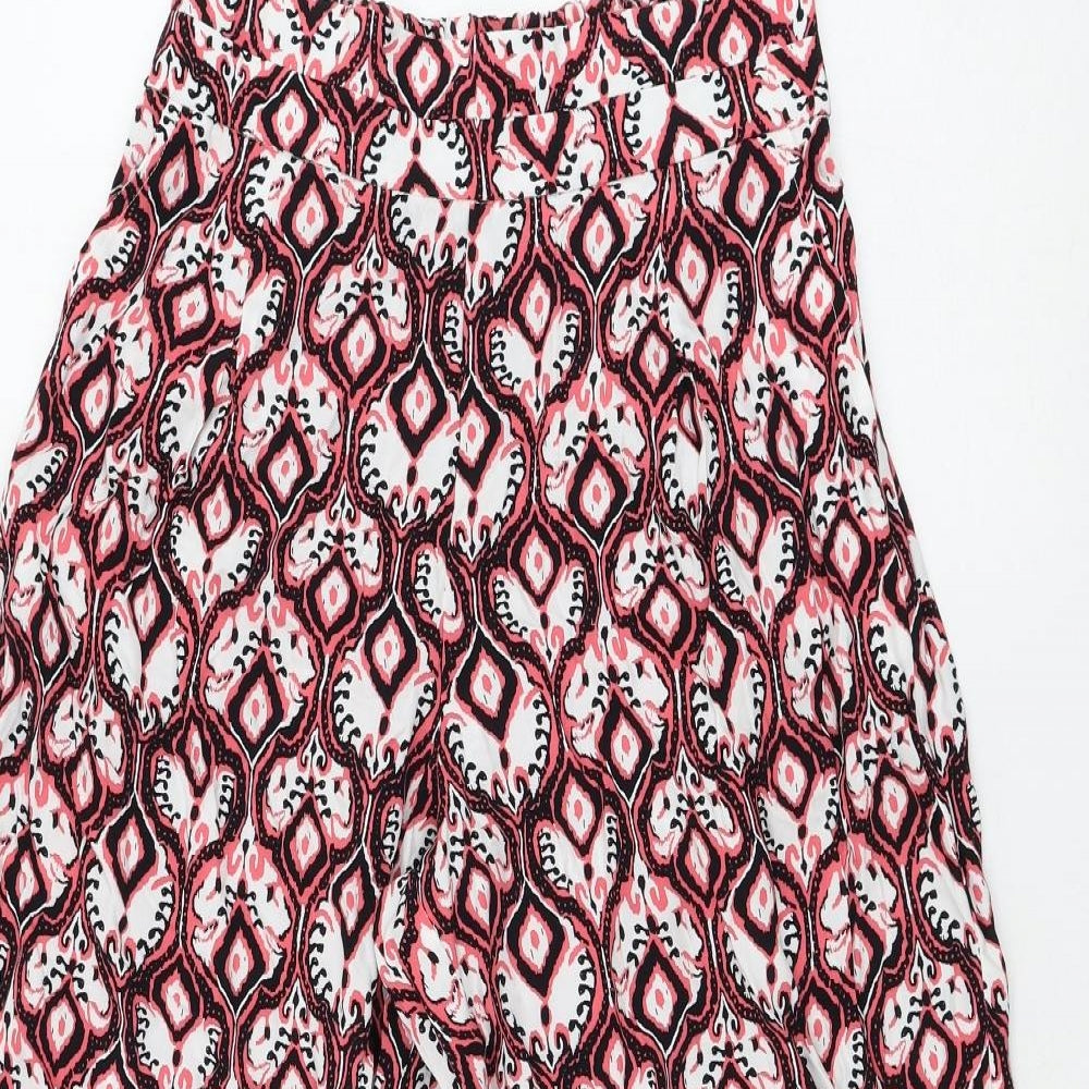 Marks and Spencer Womens Multicoloured Geometric Viscose Cropped Trousers Size 8 L23 in Regular