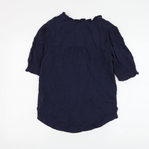 Per Una Womens Blue Cotton Basic Button-Up Size 6 V-Neck