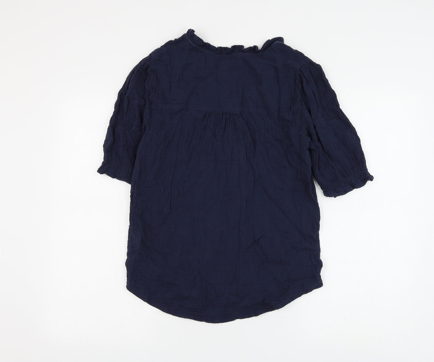 Per Una Womens Blue Cotton Basic Button-Up Size 6 V-Neck
