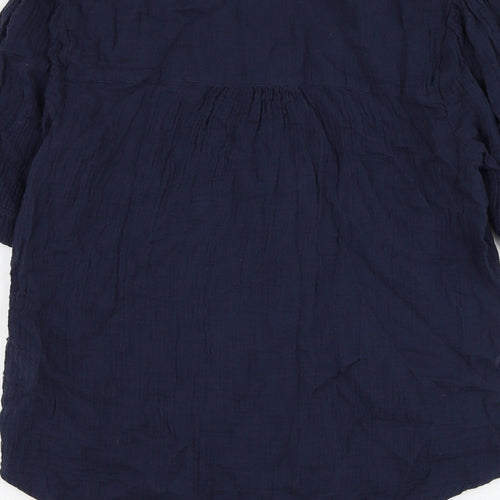 Per Una Womens Blue Cotton Basic Button-Up Size 6 V-Neck