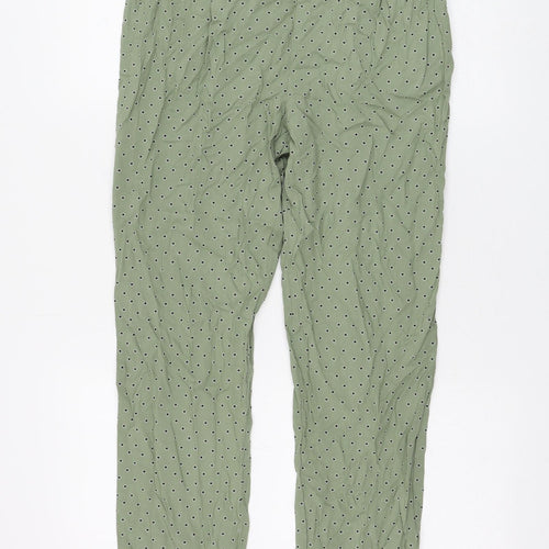 Marks and Spencer Womens Green Geometric Viscose Trousers Size 10 L28 in Regular