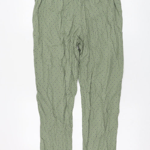 Marks and Spencer Womens Green Geometric Viscose Trousers Size 10 L28 in Regular