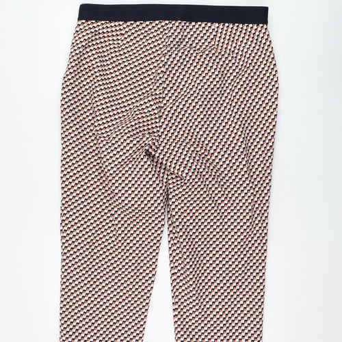Marks and Spencer Womens Multicoloured Geometric Cotton Cropped Trousers Size 18 L22 in Regular