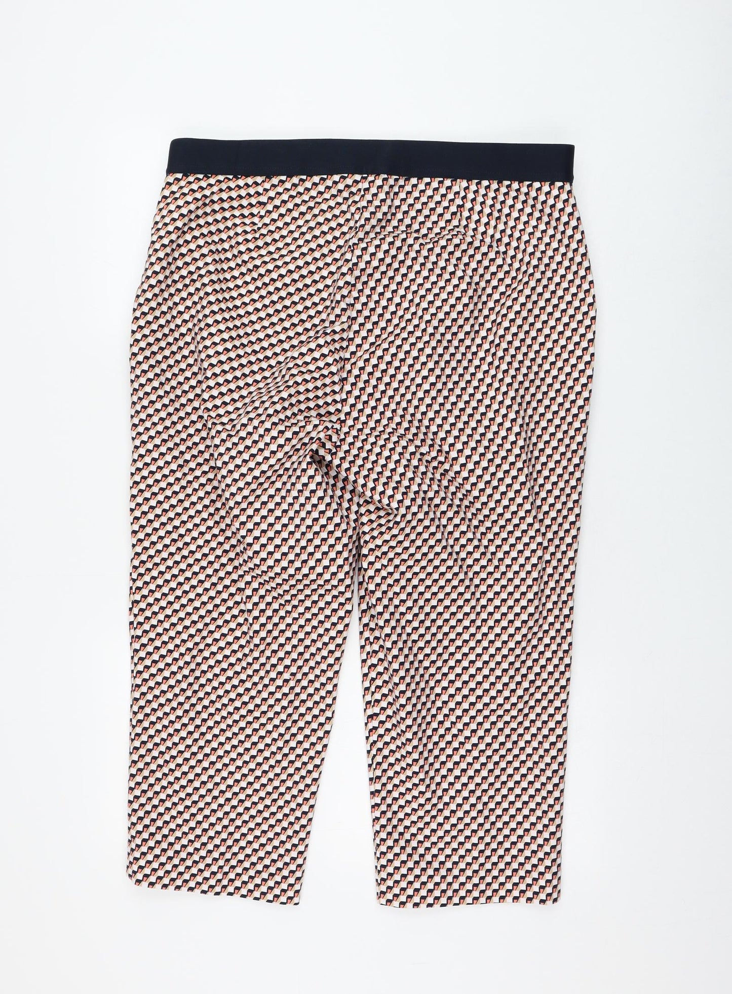 Marks and Spencer Womens Multicoloured Geometric Cotton Cropped Trousers Size 18 L22 in Regular