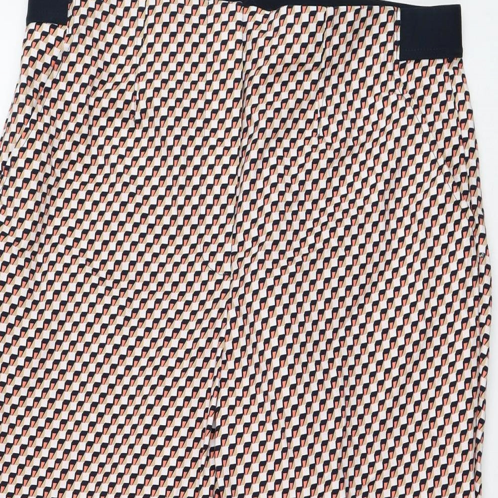 Marks and Spencer Womens Multicoloured Geometric Cotton Cropped Trousers Size 18 L22 in Regular