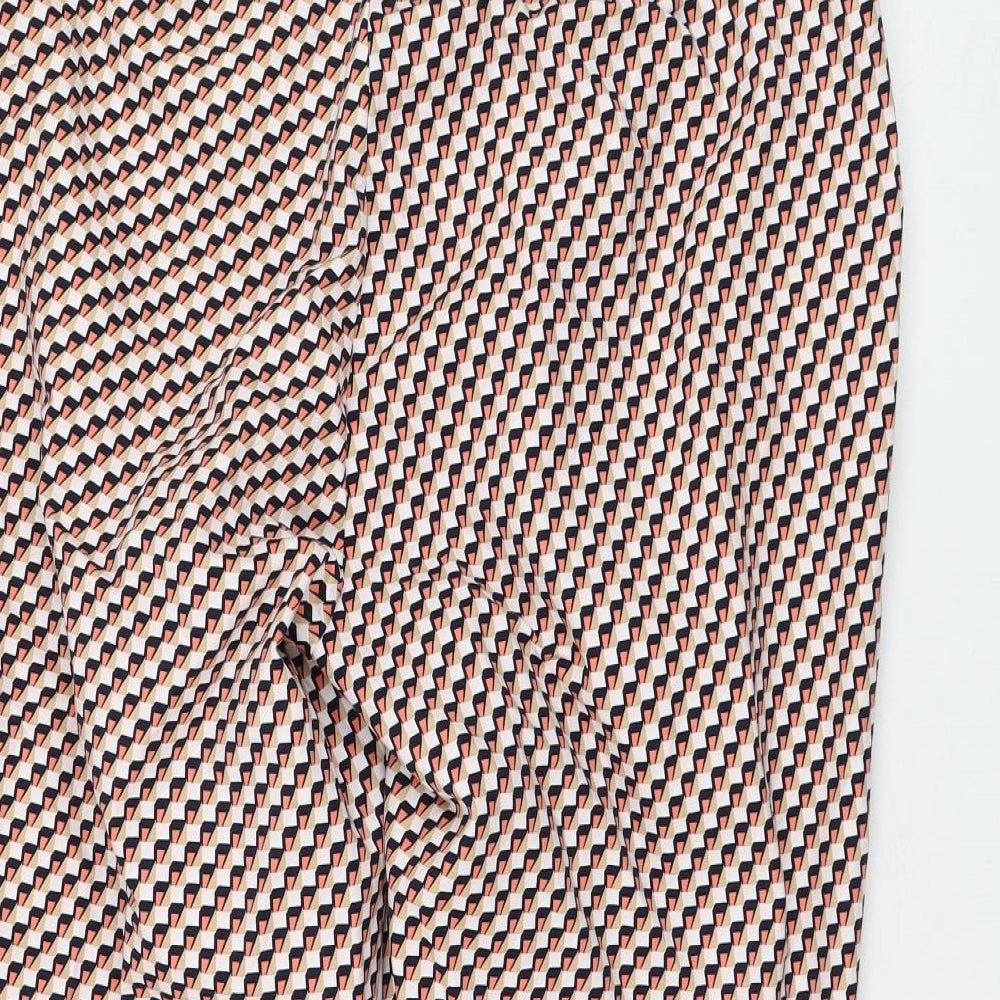 Marks and Spencer Womens Multicoloured Geometric Cotton Cropped Trousers Size 18 L22 in Regular