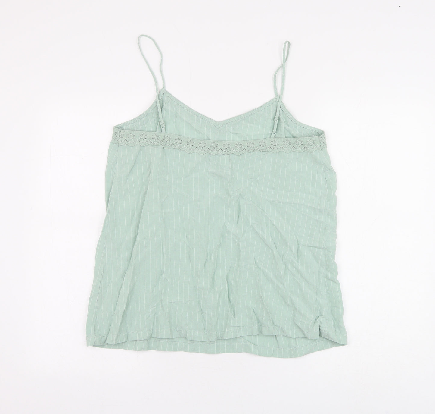Marks and Spencer Womens Green Striped Viscose Camisole Tank Size 12 V-Neck
