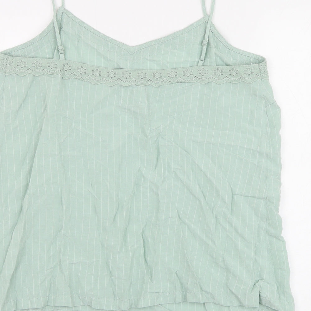 Marks and Spencer Womens Green Striped Viscose Camisole Tank Size 12 V-Neck