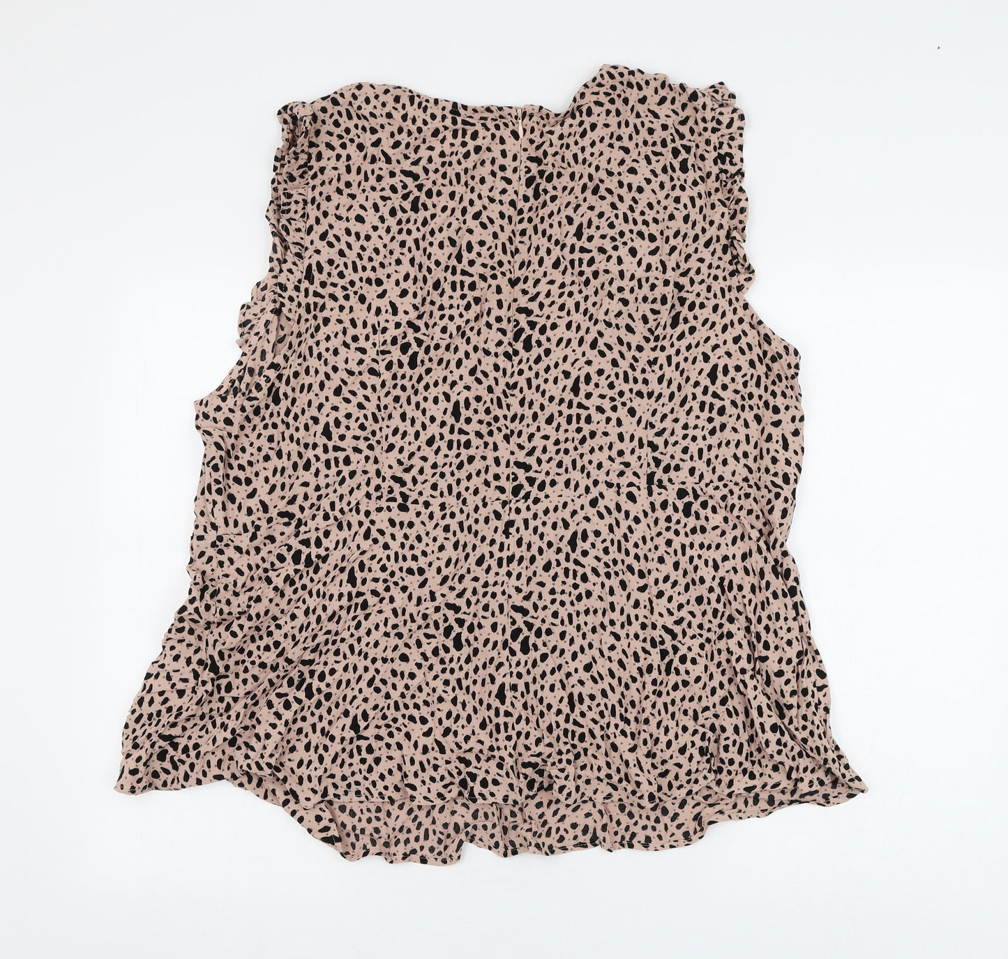 Marks and Spencer Womens Brown Animal Print Viscose Basic Blouse Size 24 Round Neck - Leopard Print