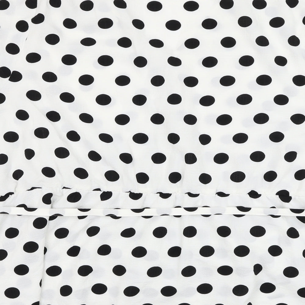 Marks and Spencer Womens White Polka Dot Polyester Basic Blouse Size 24 V-Neck