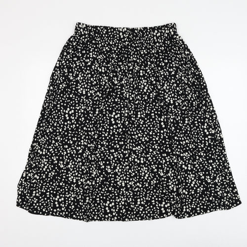 Marks and Spencer Womens Black Animal Print Viscose A-Line Skirt Size 12