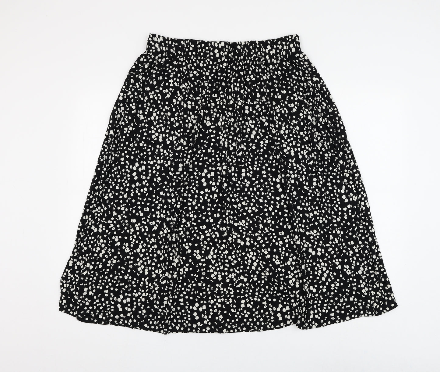 Marks and Spencer Womens Black Animal Print Viscose A-Line Skirt Size 12