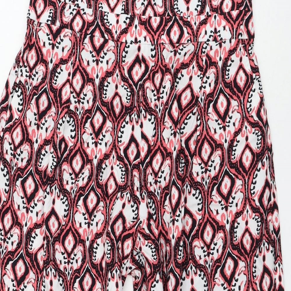 Marks and Spencer Womens Pink Geometric Viscose Cropped Trousers Size 10 L21 in Regular