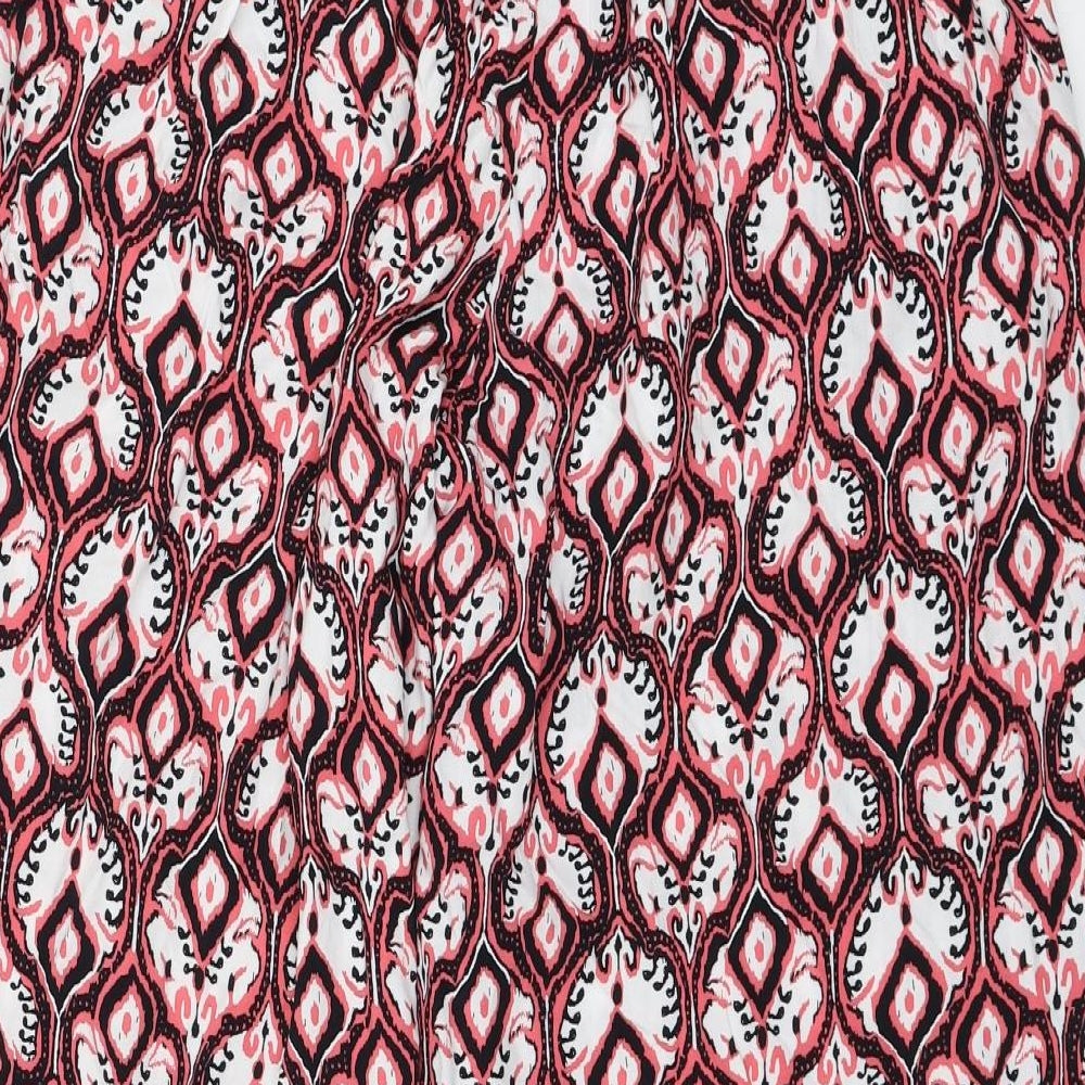 Marks and Spencer Womens Pink Geometric Viscose Cropped Trousers Size 10 L21 in Regular
