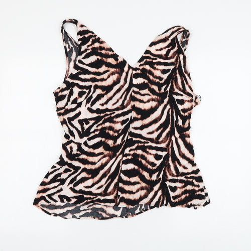 Marks and Spencer Womens Multicoloured Animal Print Viscose Basic Blouse Size 18 V-Neck - Zebra Print
