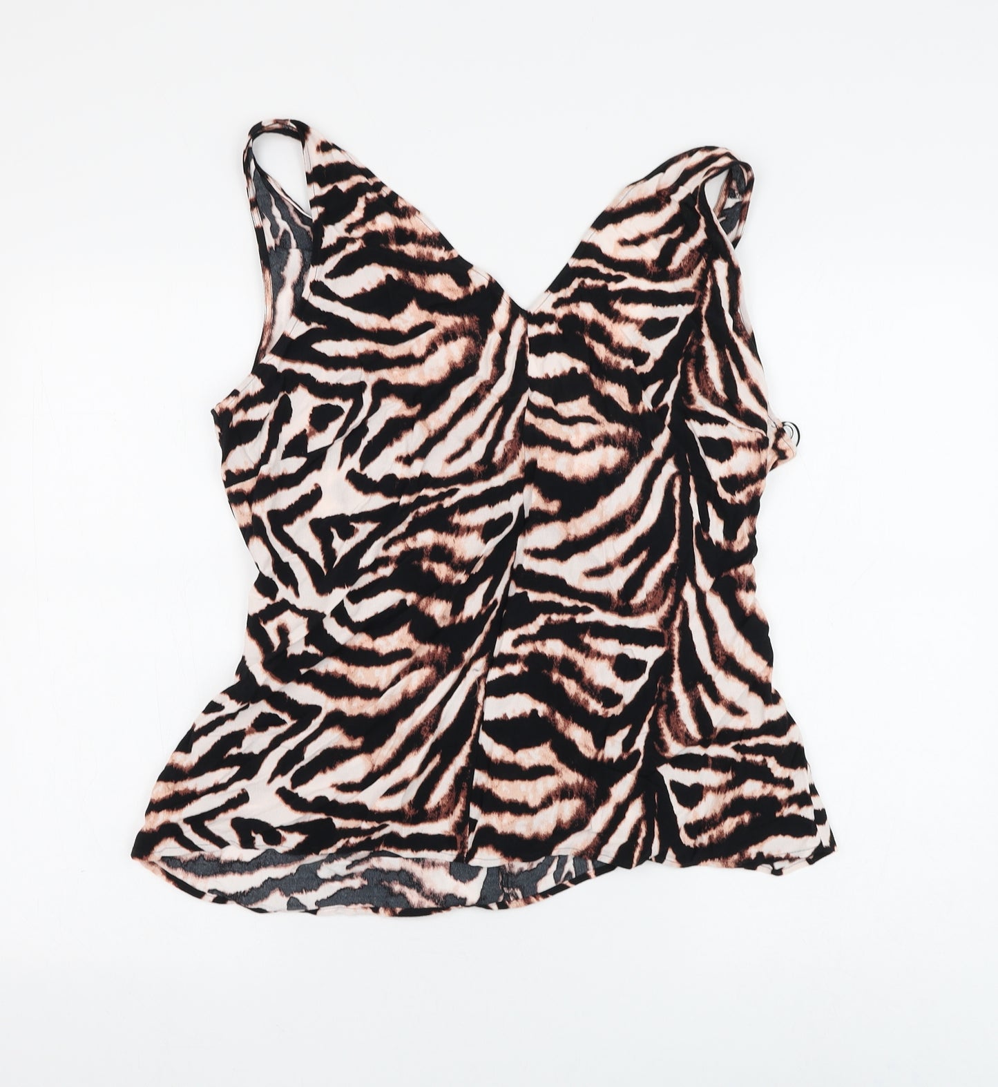 Marks and Spencer Womens Multicoloured Animal Print Viscose Basic Blouse Size 18 V-Neck - Zebra Print