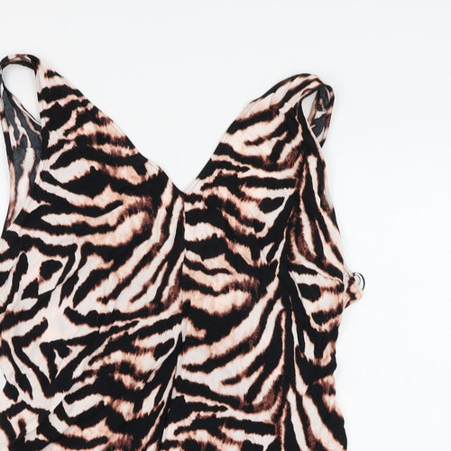 Marks and Spencer Womens Multicoloured Animal Print Viscose Basic Blouse Size 18 V-Neck - Zebra Print