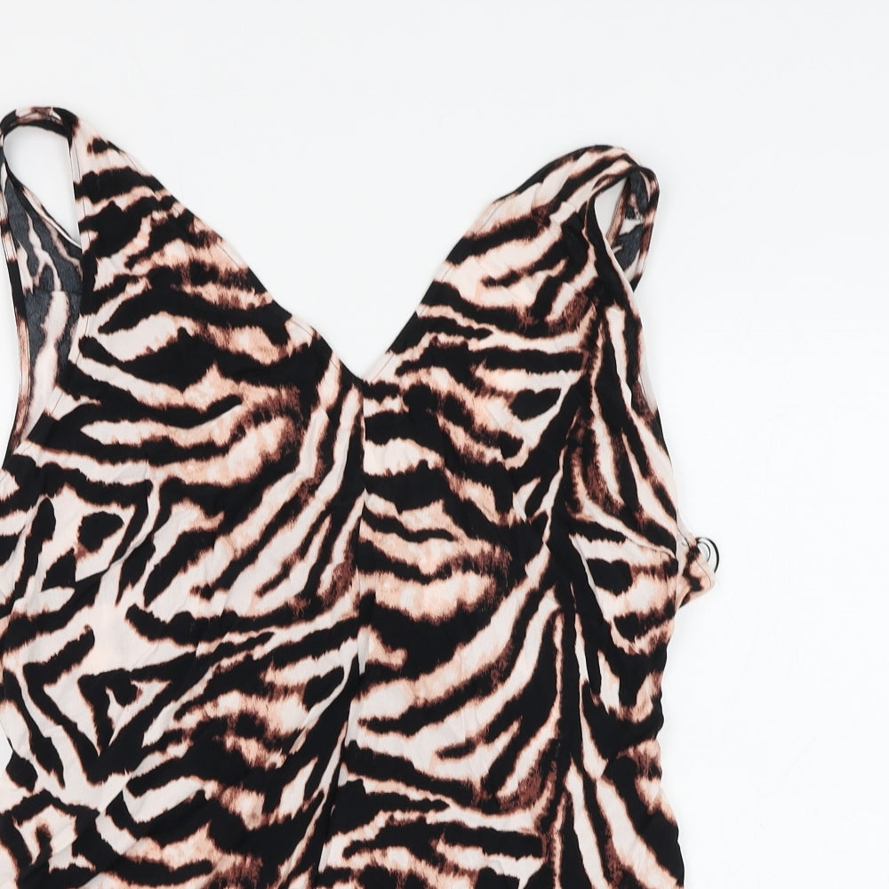 Marks and Spencer Womens Multicoloured Animal Print Viscose Basic Blouse Size 18 V-Neck - Zebra Print