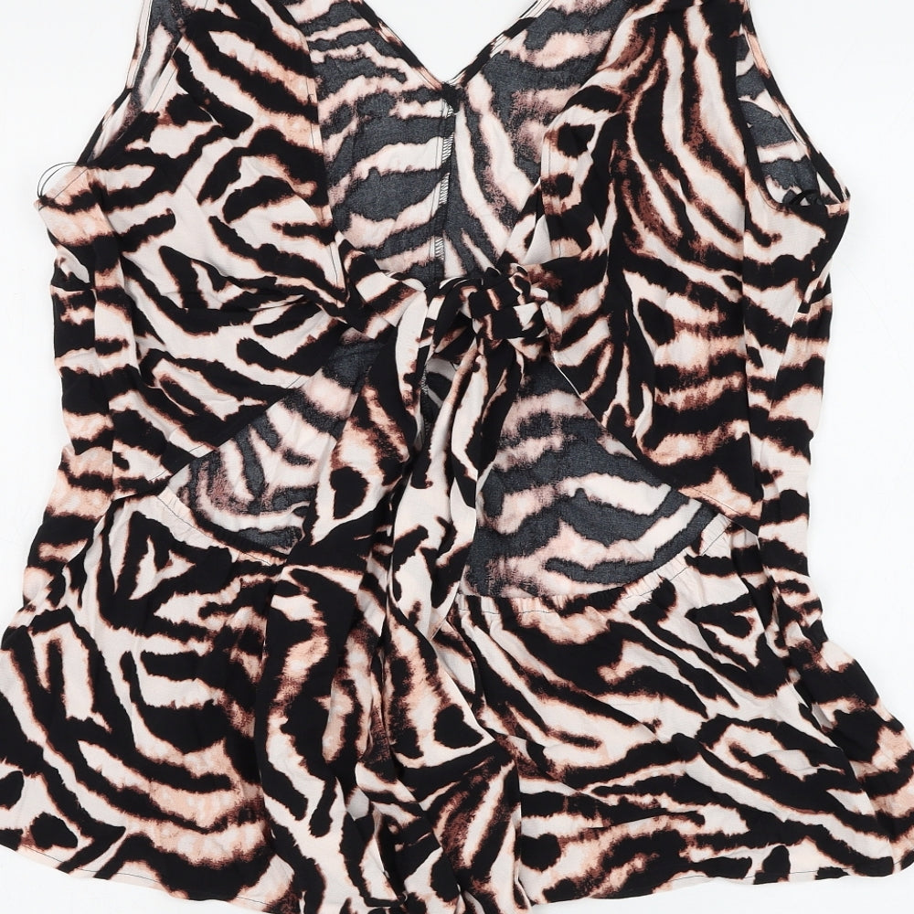 Marks and Spencer Womens Multicoloured Animal Print Viscose Basic Blouse Size 18 V-Neck - Zebra Print