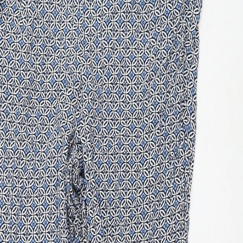 Marks and Spencer Womens Blue Geometric Viscose Capri Trousers Size 8 L28 in Regular
