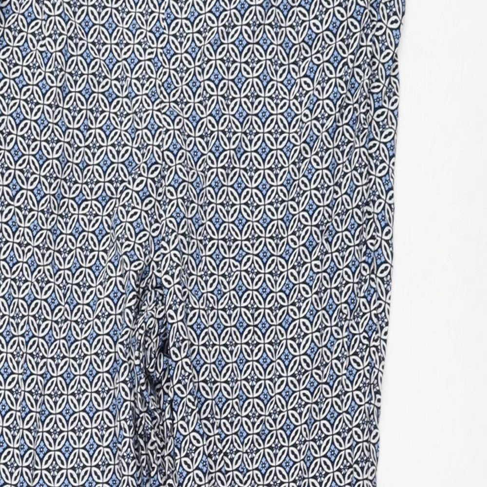 Marks and Spencer Womens Blue Geometric Viscose Capri Trousers Size 8 L28 in Regular
