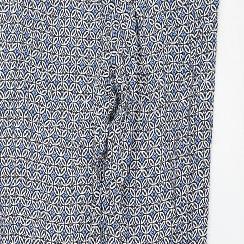 Marks and Spencer Womens Blue Geometric Viscose Capri Trousers Size 8 L28 in Regular