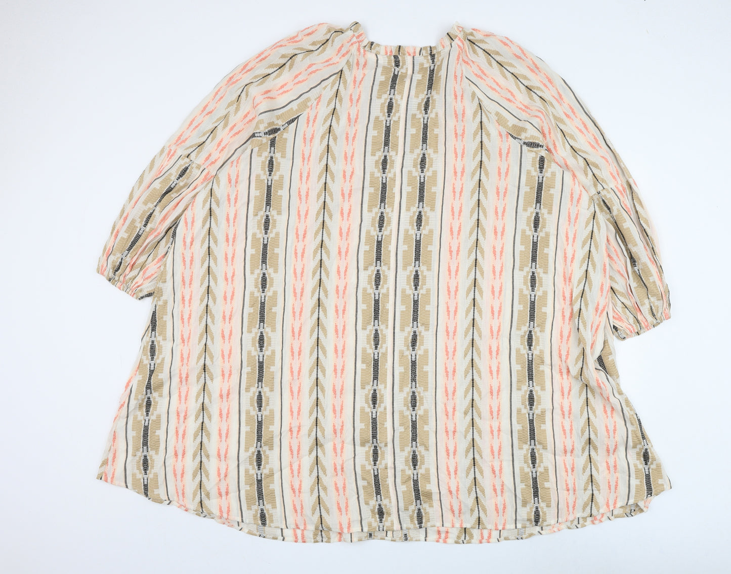 Marks and Spencer Womens Multicoloured Striped Cotton Shift Size 22 Round Neck Pullover