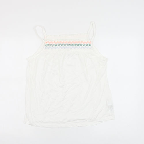 Marks and Spencer Womens White Cotton Camisole Tank Size 12 Square Neck