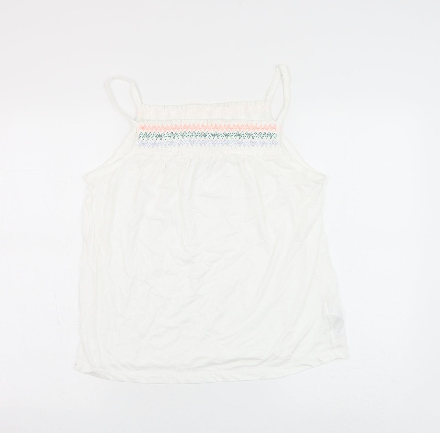 Marks and Spencer Womens White Cotton Camisole Tank Size 12 Square Neck