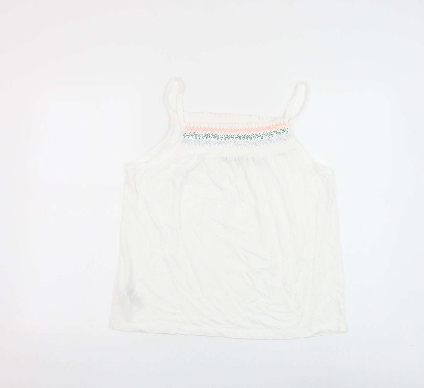 Marks and Spencer Womens White Cotton Camisole Tank Size 12 Square Neck