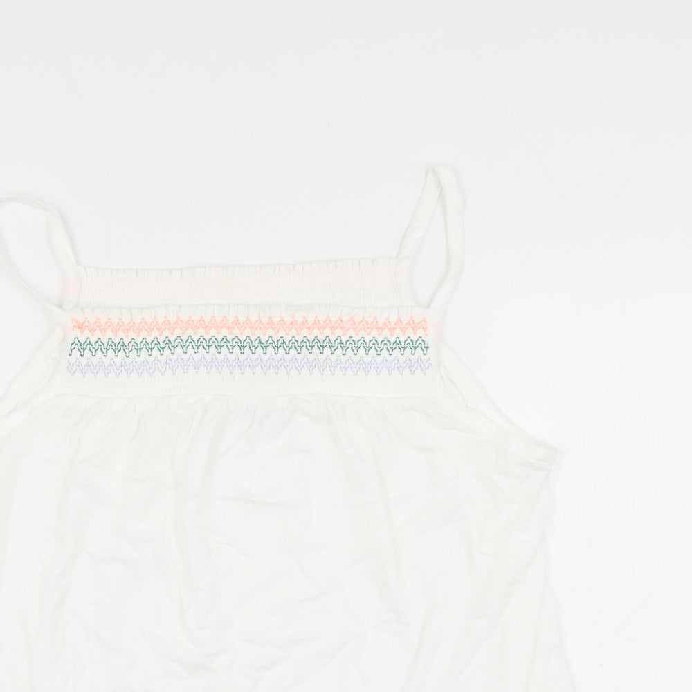 Marks and Spencer Womens White Cotton Camisole Tank Size 12 Square Neck