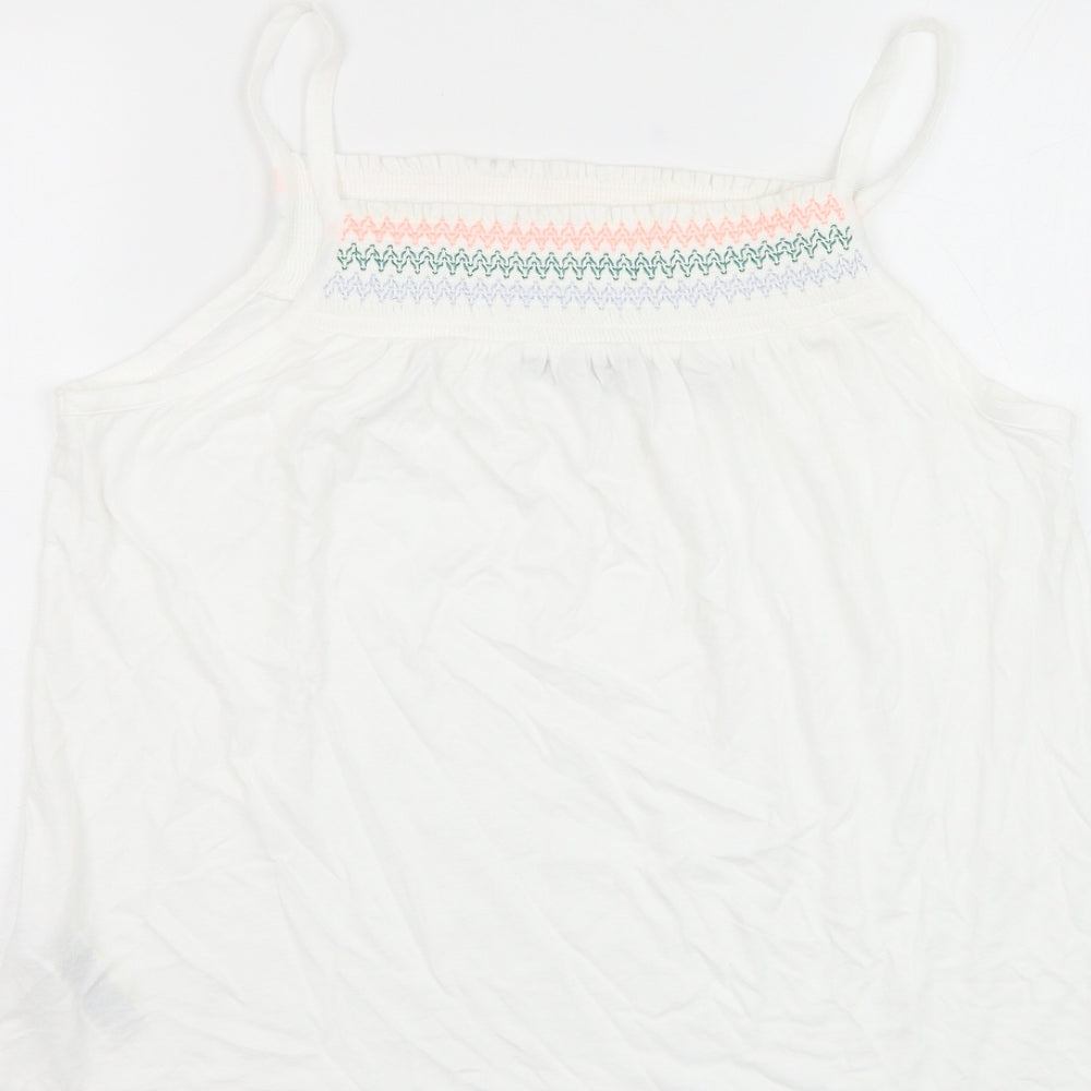 Marks and Spencer Womens White Cotton Camisole Tank Size 12 Square Neck