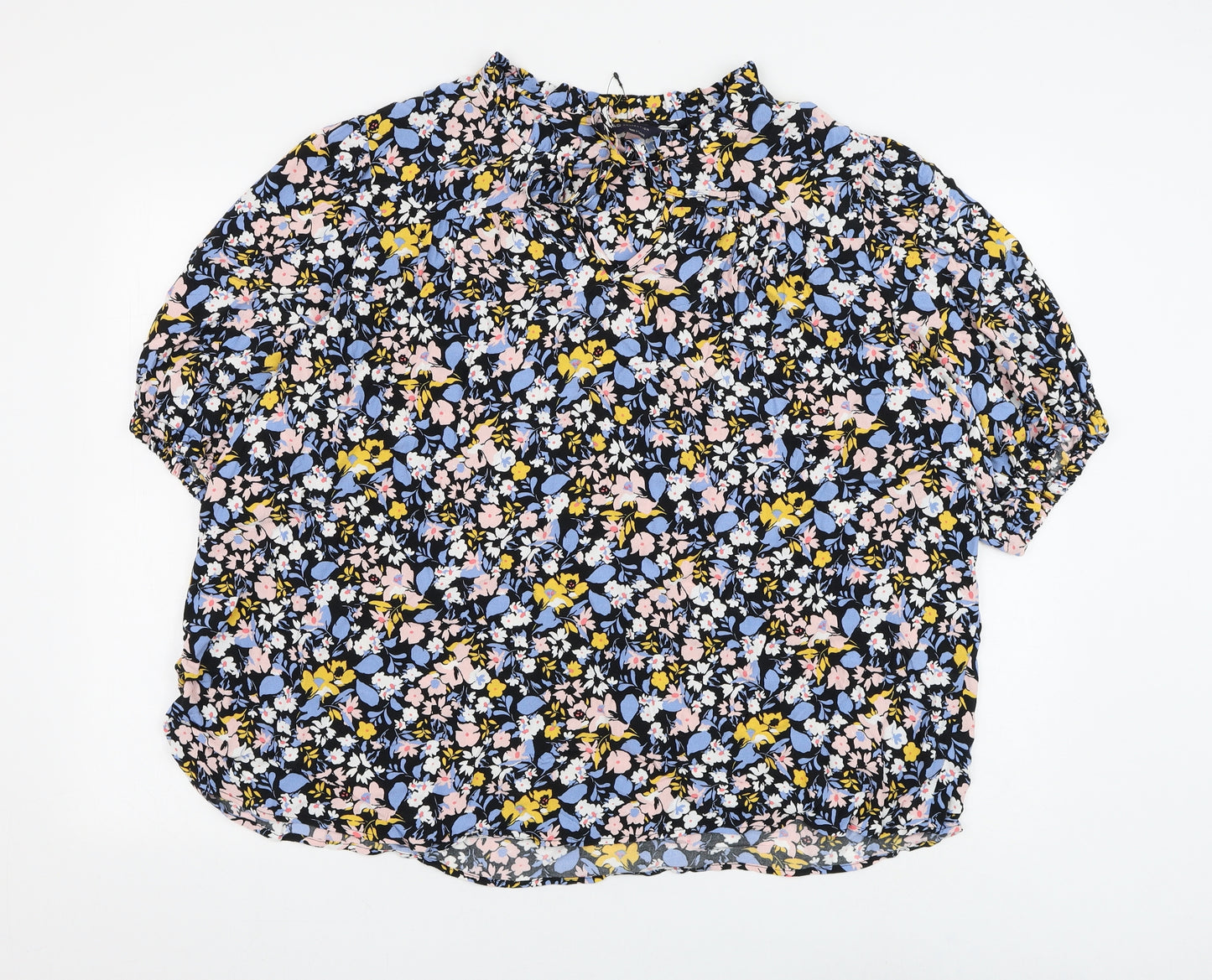 Marks and Spencer Womens Multicoloured Floral Viscose Basic Blouse Size 22 V-Neck