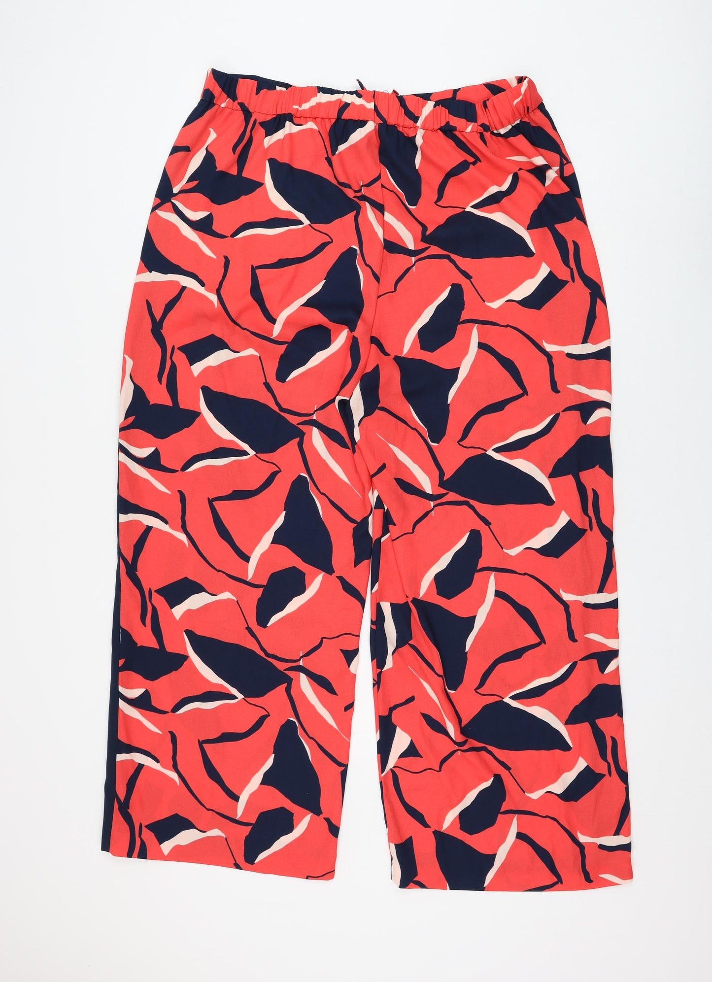 Marks and Spencer Womens Multicoloured Geometric Polyester Trousers Size 18 L28 in Regular Drawstring