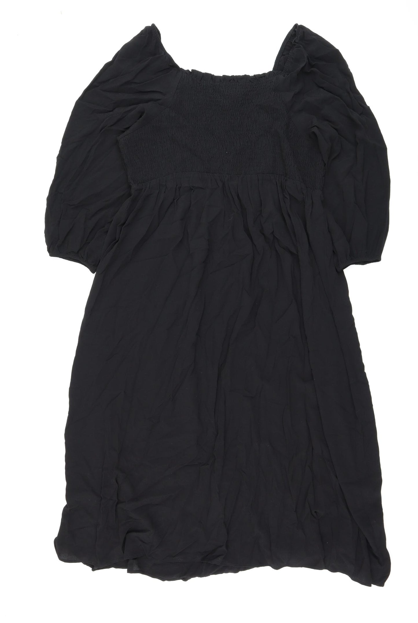 Marks and Spencer Womens Black Viscose Maxi Size 24 Square Neck Pullover