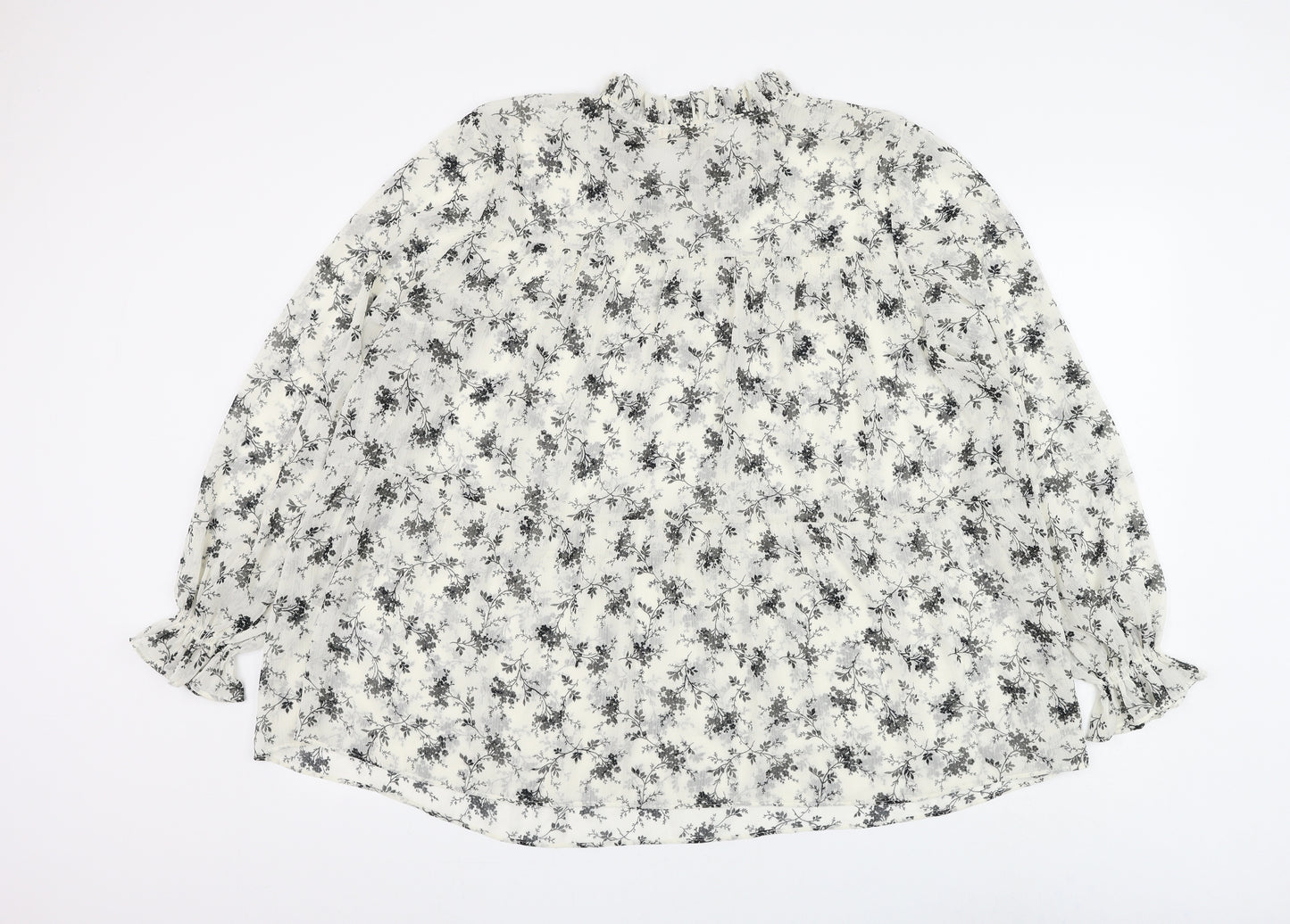 Per Una Womens White Floral Polyester Basic Blouse Size 18 V-Neck