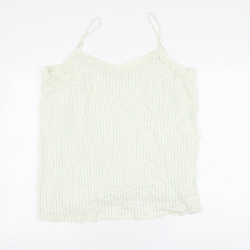 Marks and Spencer Womens White Striped Viscose Camisole Tank Size 20 V-Neck