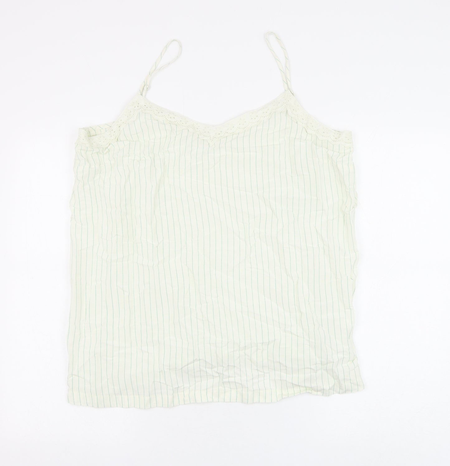 Marks and Spencer Womens White Striped Viscose Camisole Tank Size 20 V-Neck