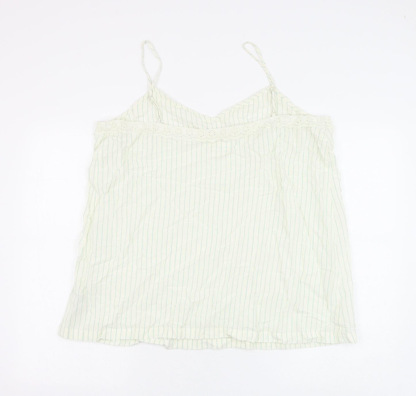 Marks and Spencer Womens White Striped Viscose Camisole Tank Size 20 V-Neck