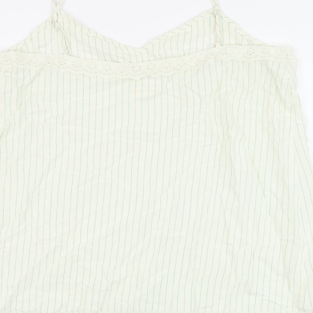 Marks and Spencer Womens White Striped Viscose Camisole Tank Size 20 V-Neck
