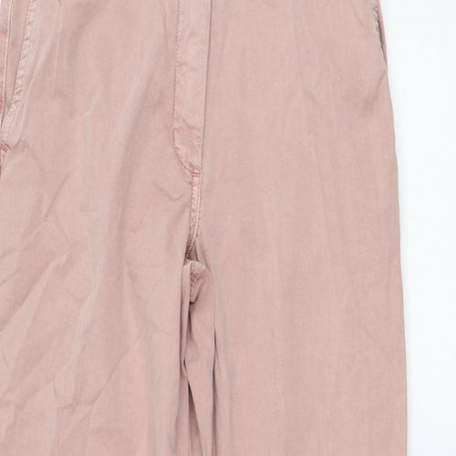 Marks and Spencer Womens Pink Cotton Chino Trousers Size 6 L28 in Regular Zip