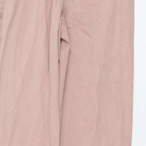Marks and Spencer Womens Pink Cotton Chino Trousers Size 6 L28 in Regular Zip