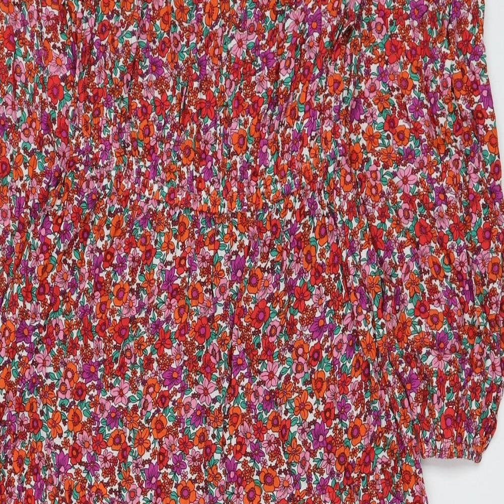 Marks and Spencer Womens Multicoloured Floral Viscose Fit & Flare Size 12 Boat Neck Pullover
