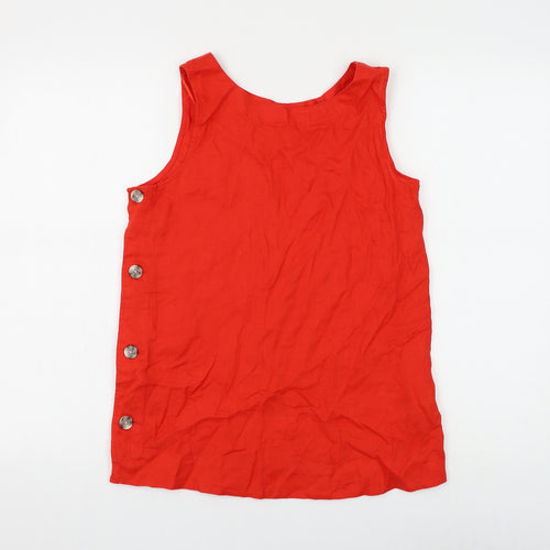 Marks and Spencer Womens Red Flax Basic Tank Size 6 Round Neck