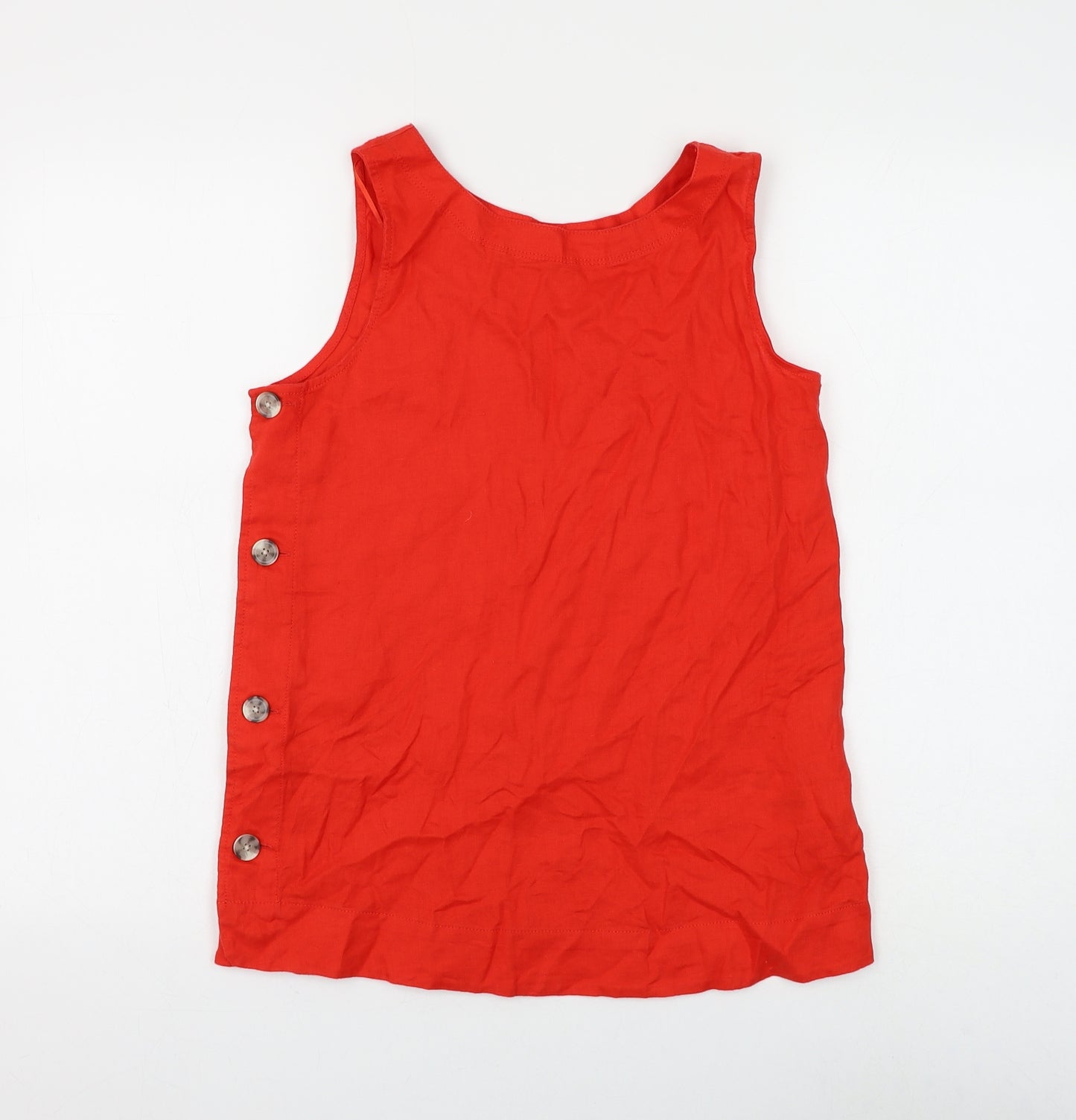 Marks and Spencer Womens Red Flax Basic Tank Size 6 Round Neck