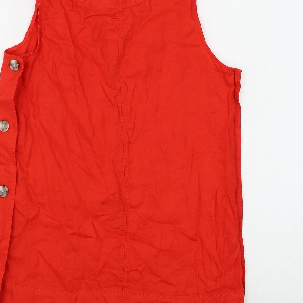 Marks and Spencer Womens Red Flax Basic Tank Size 6 Round Neck
