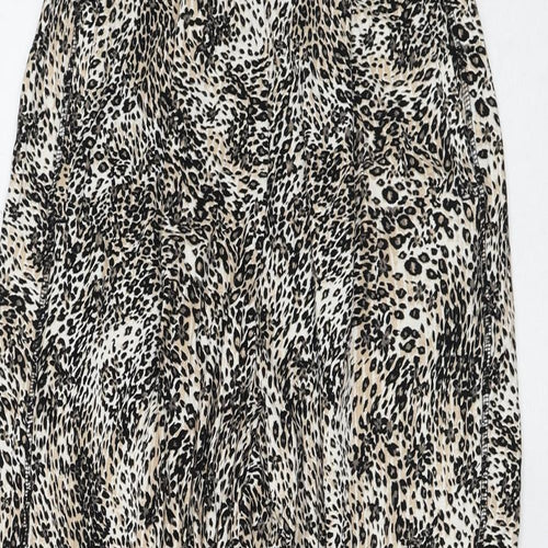 Marks and Spencer Womens Beige Animal Print Viscose Jogger Trousers Size 8 L26 in Regular