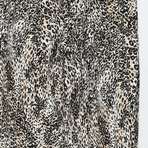 Marks and Spencer Womens Beige Animal Print Viscose Jogger Trousers Size 8 L26 in Regular