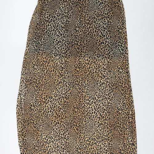 H&M Womens Brown Animal Print Polyester Straight & Pencil Skirt Size 8